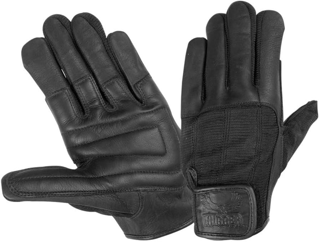 Hugger Men'S Summer Touring Spandex and Leather Motorcycle Gloves