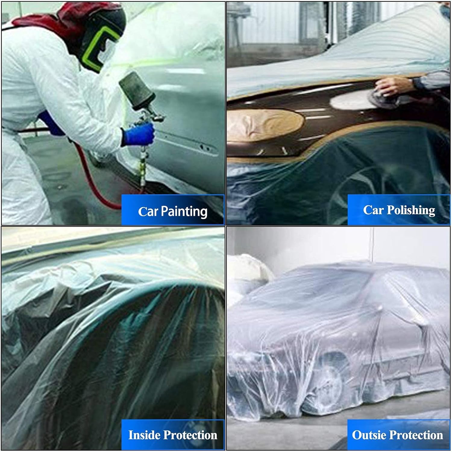 3-Piece Set,Pre- Masking Film Protection Covering Cloth Tape | for Automotive Covering Painting Paint Masking (8-Feet X 65-Feet)