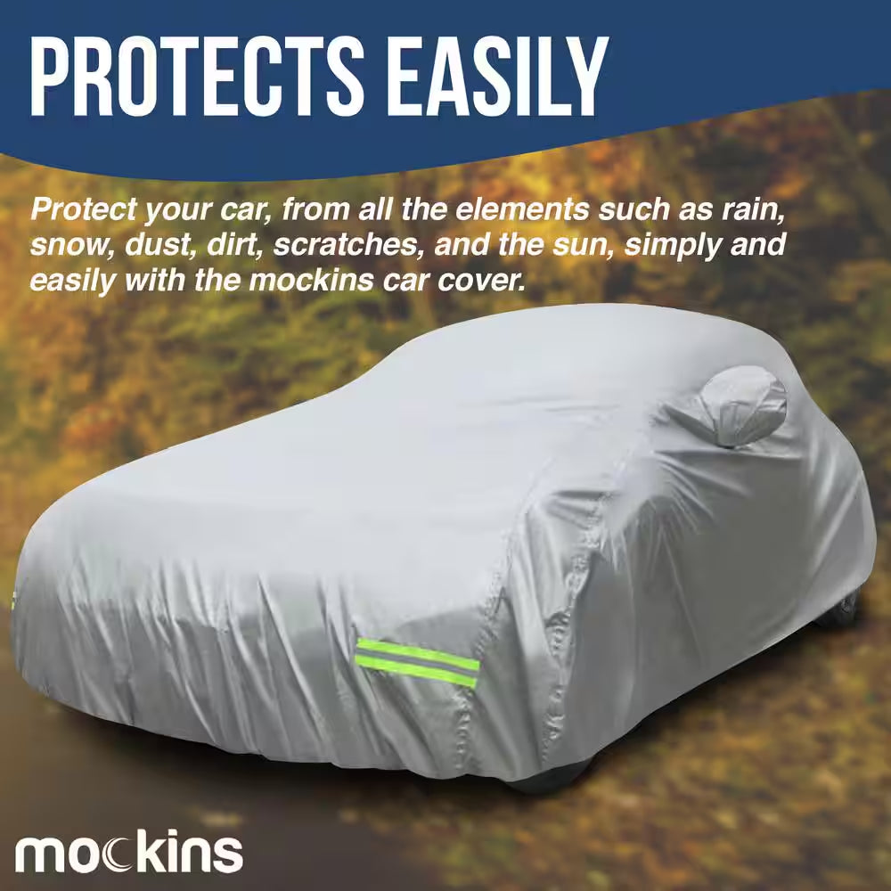 175 In. X 70 In. X 60 In. Water Resistant Car Cover - 190T Silver Polyester - XS Sedan