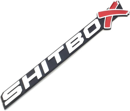 1Pcs SHITBOX Truck Exterior Emblems 3D Badge Sticker Decal Compatible with Universal Cars (Chrome Red)