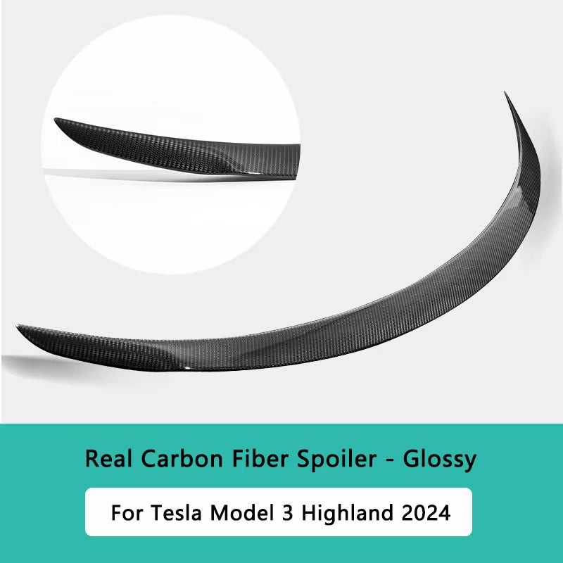 High Performance Real Carbon Fiber Spoiler for Tesla Model 3 Highland 2024 Car Original Trunk Tail Wing Car Exterior Accessories