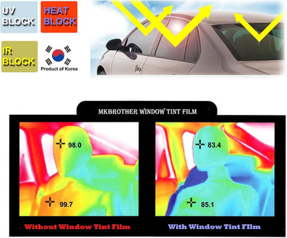 ® Car Window Tint Film - 5% 20% 35% 50% VLT Options, UV & Heat Blocking, Scratch Resistant, Professtional Grade Privacy Tint for Auto & Home Windows