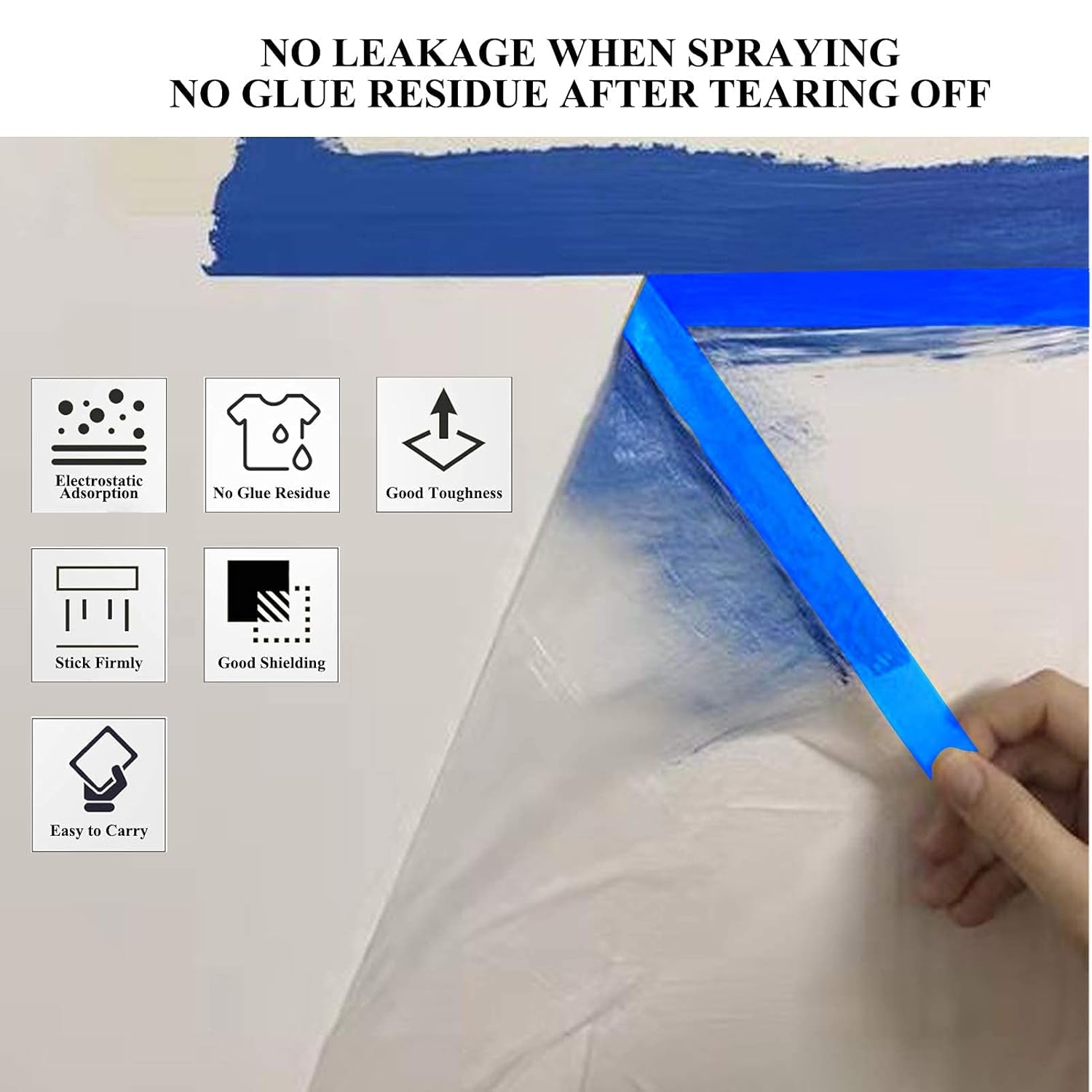 3-Piece Set,Pre- Masking Film Protection Covering Cloth Tape | for Automotive Covering Painting Paint Masking (8-Feet X 65-Feet)