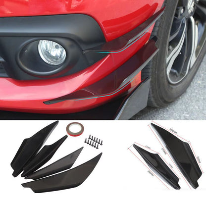 4Pcs Universal Car Front Bumpers Spoilers Set Scratch Strip Carbon Fiber Auto Front Bumper Body Lip Canards Splitter Trim Kits