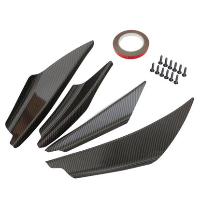 4Pcs Universal Car Front Bumpers Spoilers Set Scratch Strip Carbon Fiber Auto Front Bumper Body Lip Canards Splitter Trim Kits