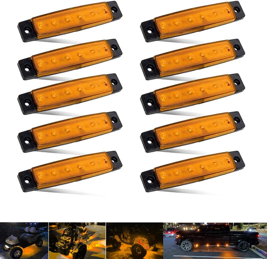 10Pcs Led Rock Lights Waterproof 3.8" Amber LED Underglow Kit,Fender Wheel Well Lights, Car Exterior Side Marker Lights for Wrangler Snowmobile,Truck,Golf Cart,Rv,Rv,Suv,Offroad