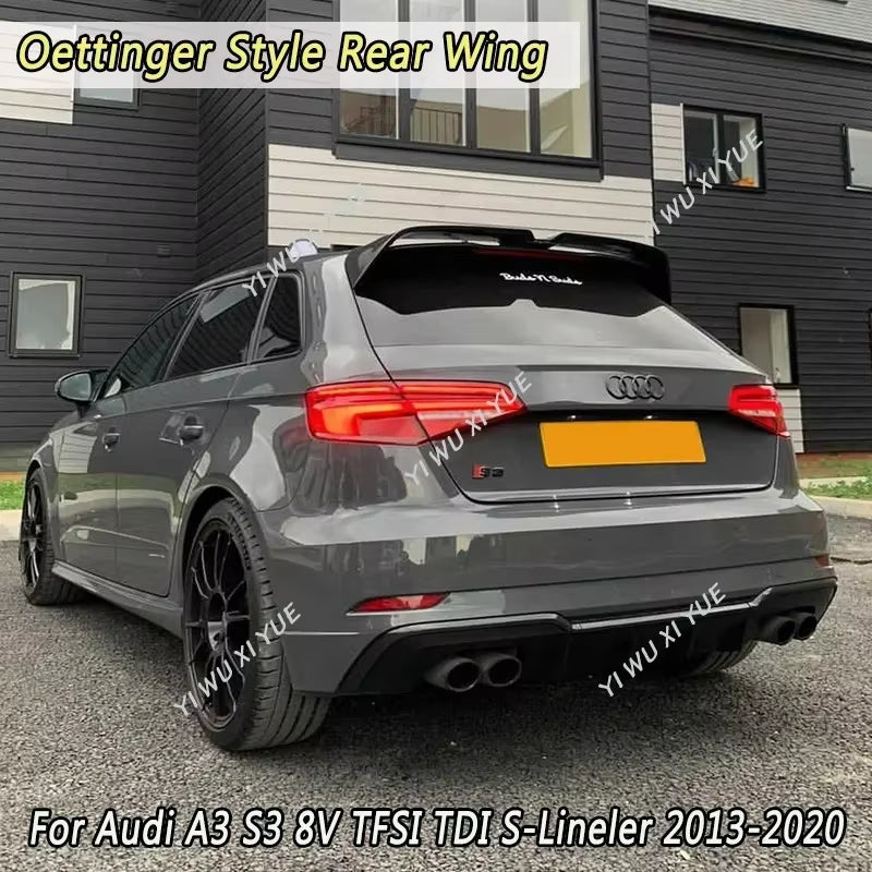 For Audi A3 S Line S3 8V 5Doors Hatchback 2013-2020 Oettinger Style Rear Wing Rear Roof Boot Spoiler Rear Spoiler Tail Wing