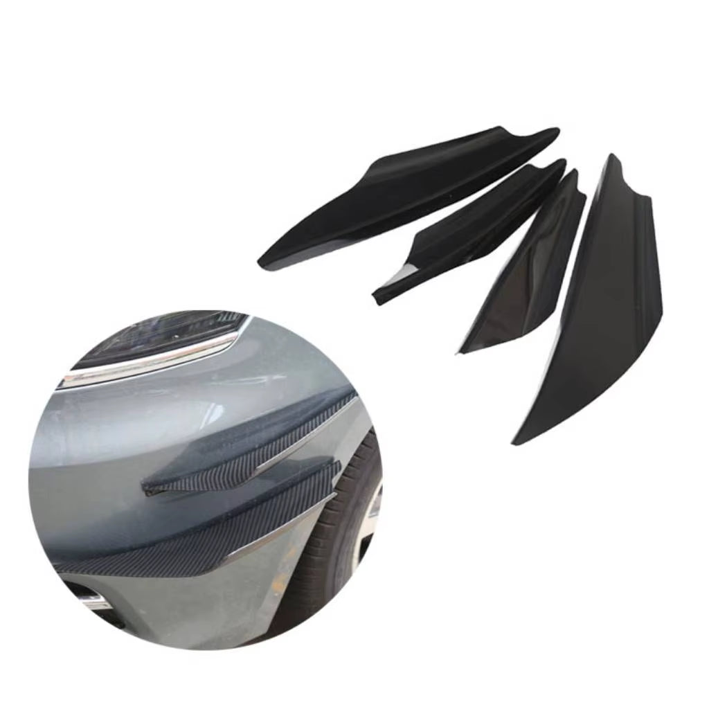 4Pcs Universal Car Front Bumpers Spoilers Set Scratch Strip Carbon Fiber Auto Front Bumper Body Lip Canards Splitter Trim Kits