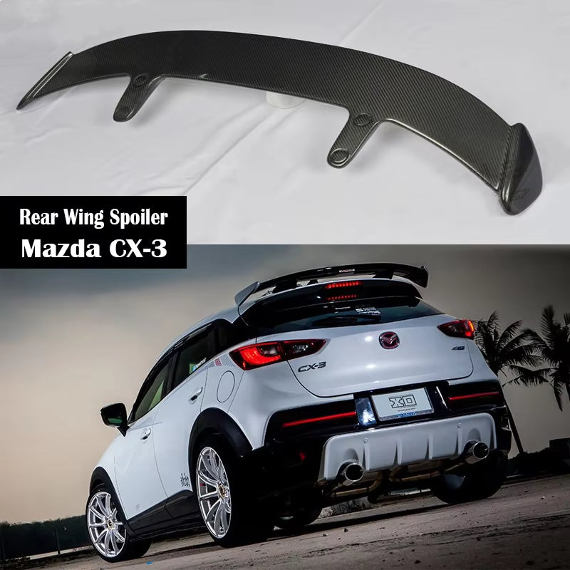 For Mazda CX-3 CX3 2016-2021 Rear Wing Spoiler, Trunk Boot Wings Spoilers ABS Carbon Fiber Screw Fixing