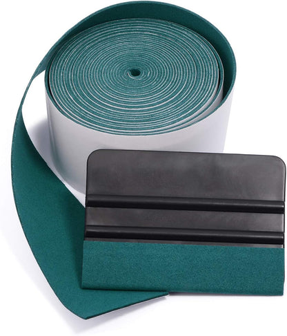 Micro Fiber Felt for Squeegee Edge Wrapping 5 Meters Length - Dark Green Suede Felt to Cover the Edges of Hard Card Squeegees