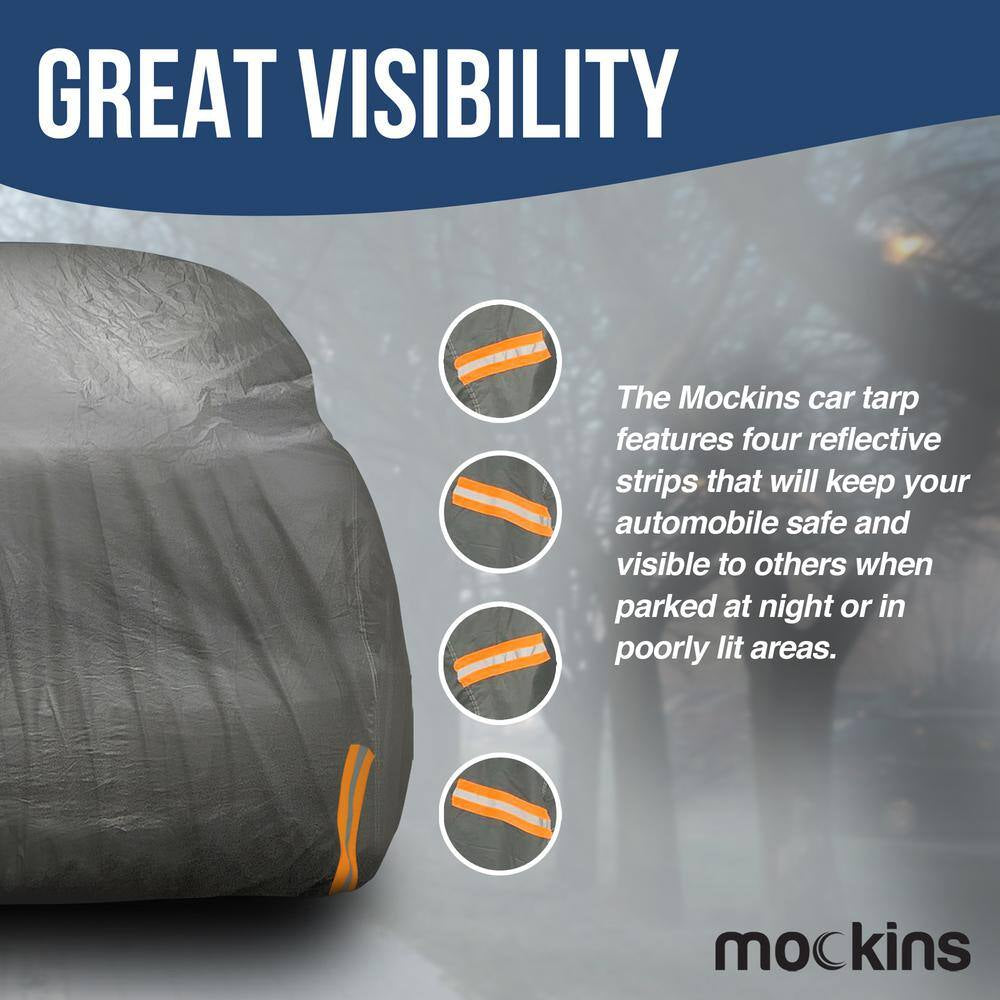 175 In. X 70 In. X 60 In. Water Resistant Car Cover - 190T Silver Polyester - XS Sedan