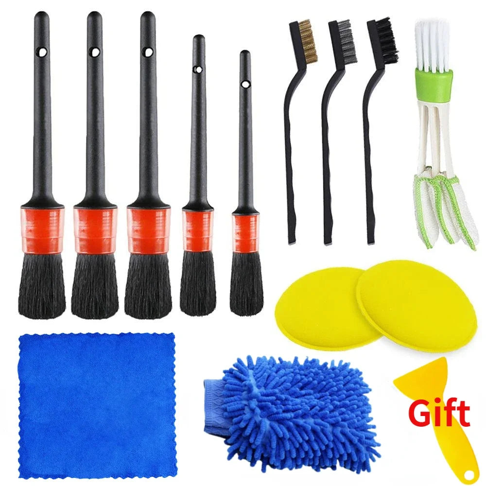 New Car Cleaning Kit Scrubber Drill Detailing Brush Set Air Conditioner Vents Towel Polisher Car Auto Detailing Tools