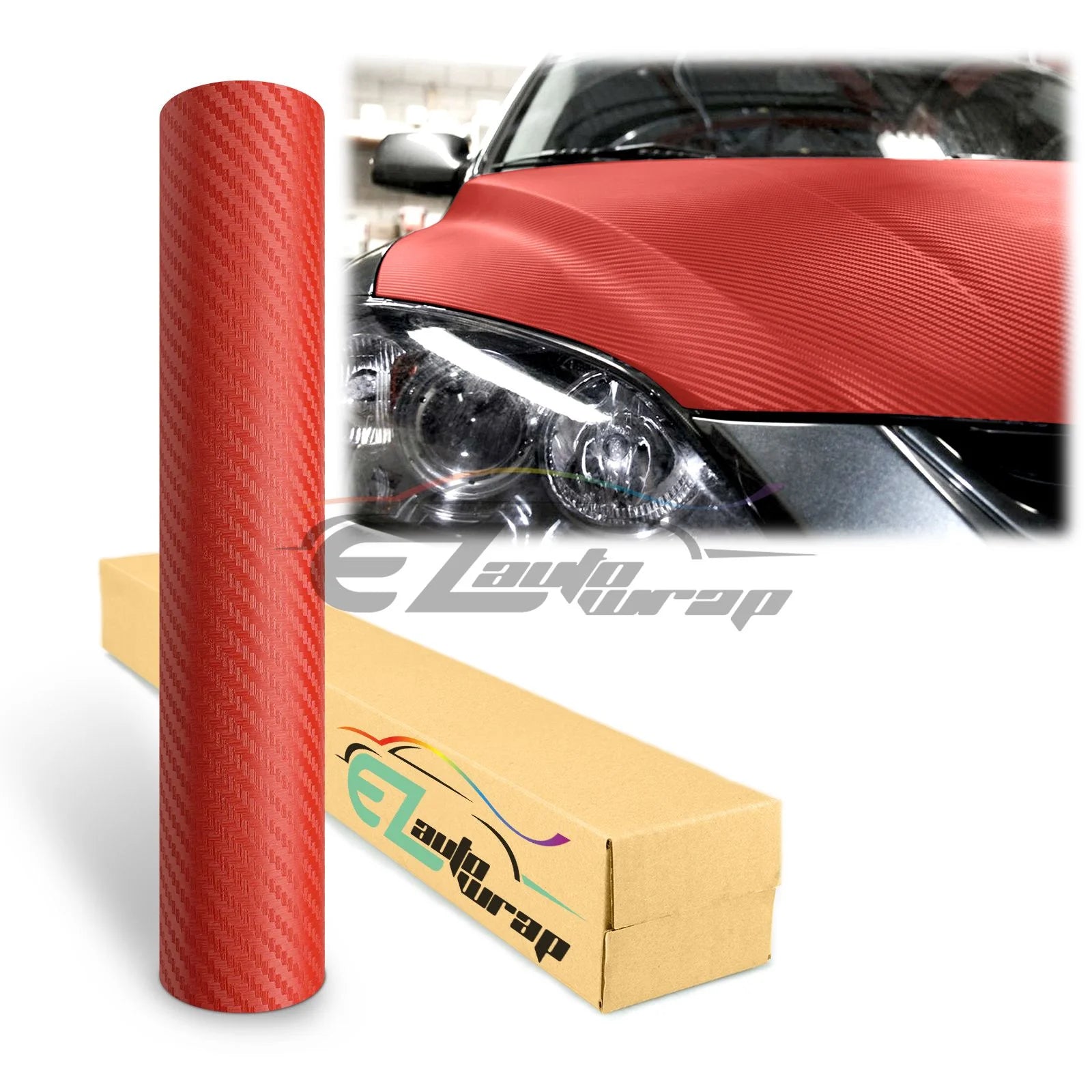 3D Carbon Fiber Textured Vinyl Wrapautomotive Decals & Stickers, Red