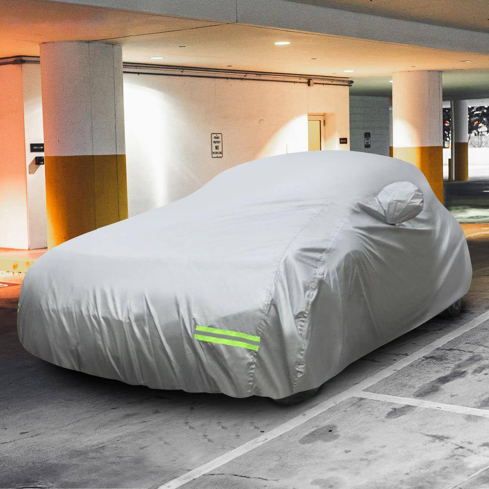 175 In. X 70 In. X 60 In. Water Resistant Car Cover - 190T Silver Polyester - XS Sedan