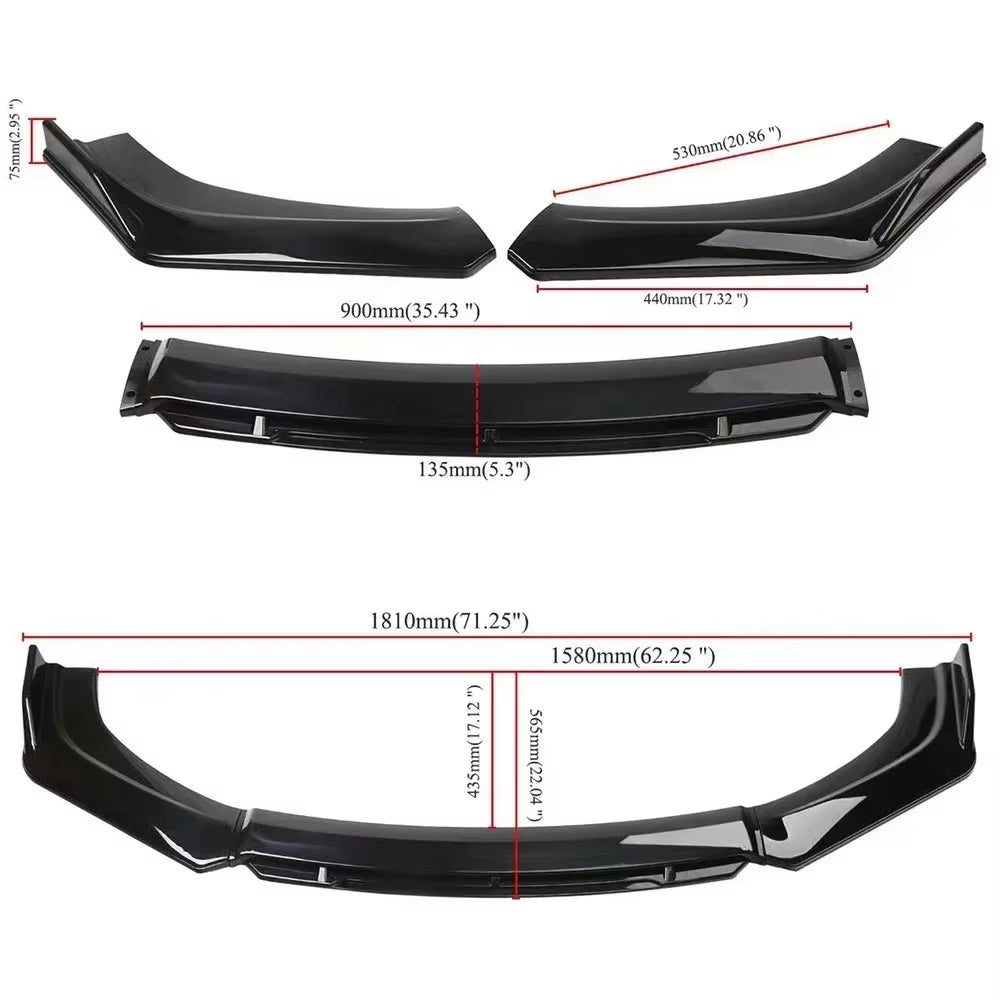 Universal Front Lip Bumper Universal Spoiler Splitter Diffuser Bodykit Accessories for Audi A4 S4 A6 S6 B6 B7 B8