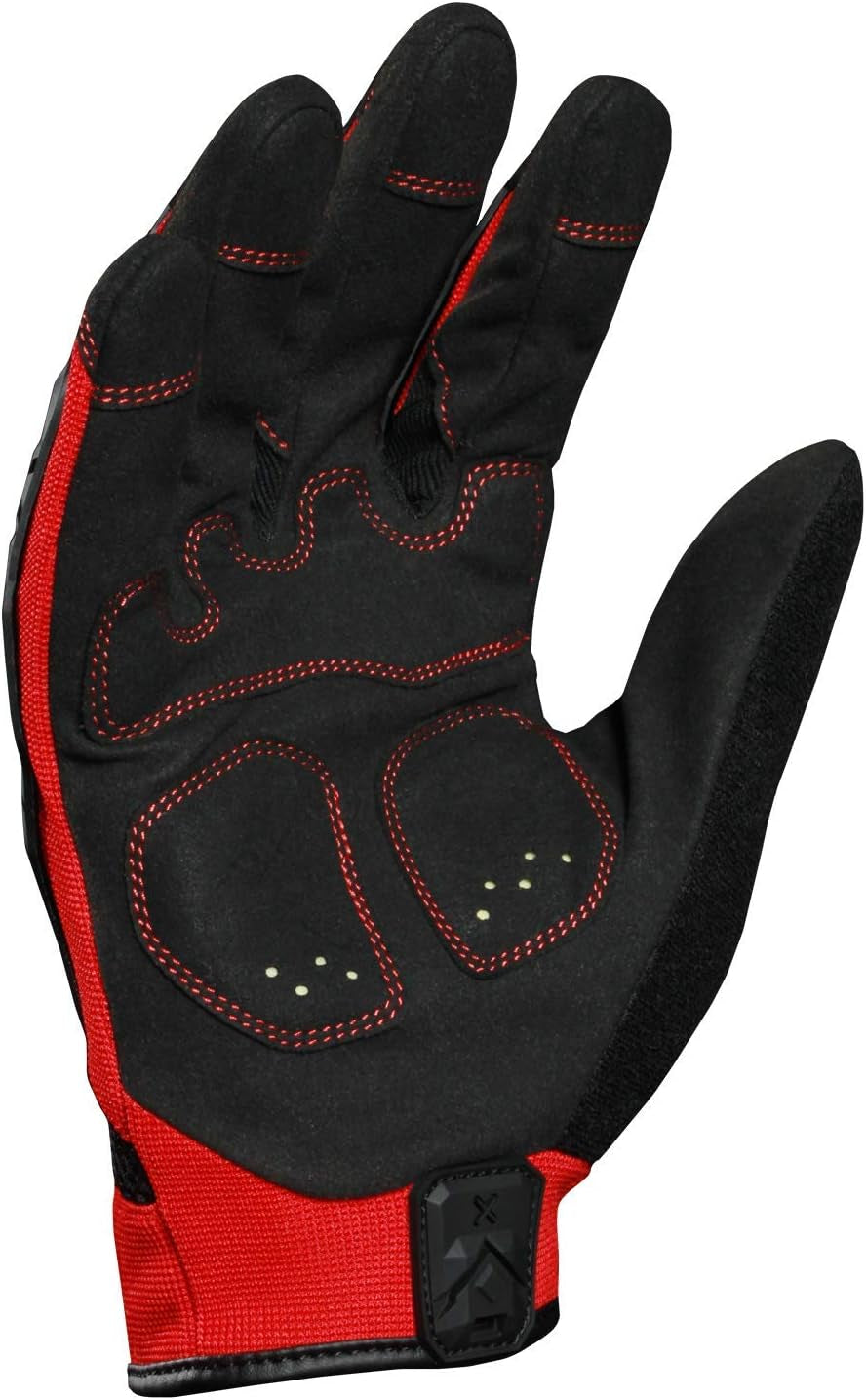 EXO Motor Impact Glove; Work Gloves, TPR Impact Protection, (1 Pair), Exo2-Migr-04-L,Black & Red