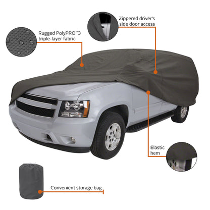 Overdrive Polypro™ 3 Heavy-Duty Car Cover - Full-Size SUV or Truck Cover, 188" - 230"L, Charcoal