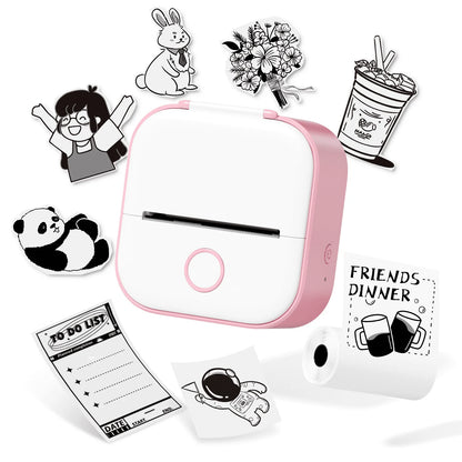 Mini Printer - Sticker Printer T02 Portable Inkless Sticker Maker Bluetooth Mobile Printer for Study Study Notes Kids Gift Photos Journals