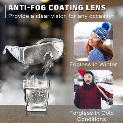 Anti Fog Safety Glasses, Safety Glasses over Eyeglasses, Safety Goggles with HD Clear Lens