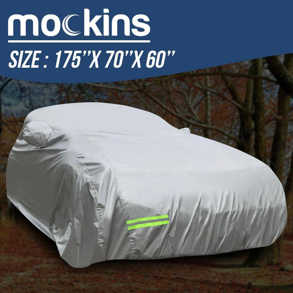 175 In. X 70 In. X 60 In. Water Resistant Car Cover - 190T Silver Polyester - XS Sedan