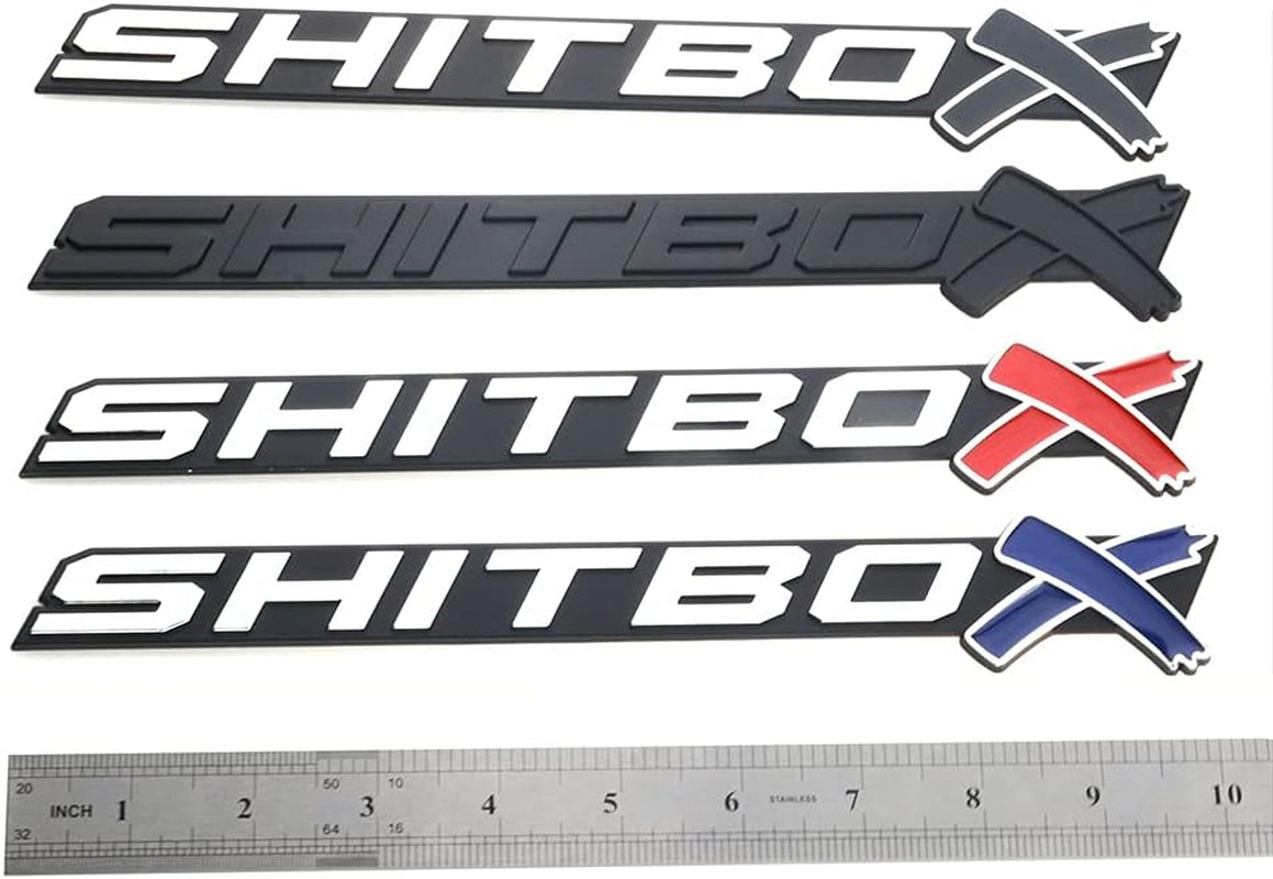 1Pcs SHITBOX Truck Exterior Emblems 3D Badge Sticker Decal Compatible with Universal Cars (Chrome Red)